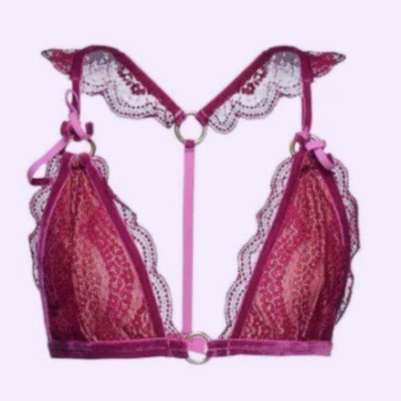 For Love and Lemons lace bra Cranberry Colored M - Picture 1 of 11